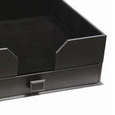 Black Leather Deluxe 17 x 14 Conference Pad & Coaster Holder